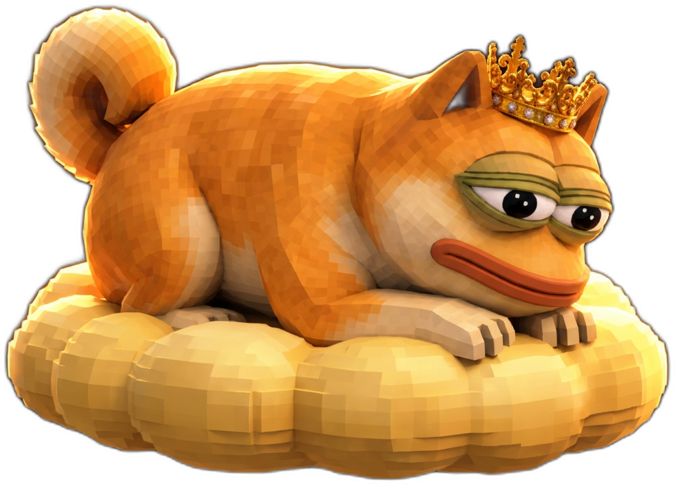 The king lying down on a cloud, chin resting near his paws